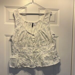 H&M Cream Floral Button-Down Blouse